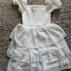 Alter’d State White Tiered Dress with Puff Sleeves